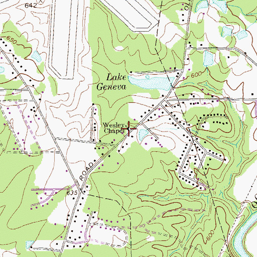 Topographic Map of Wesley Chapel, GA
