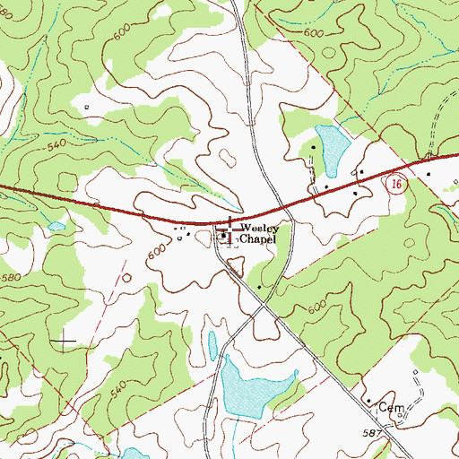 Topographic Map of Wesley Chapel, GA