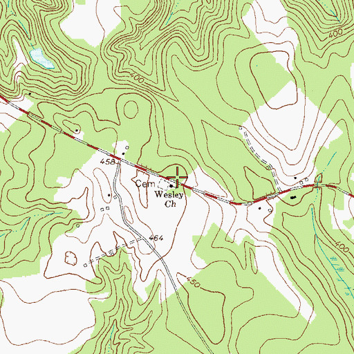 Topographic Map of Wesley Church, GA