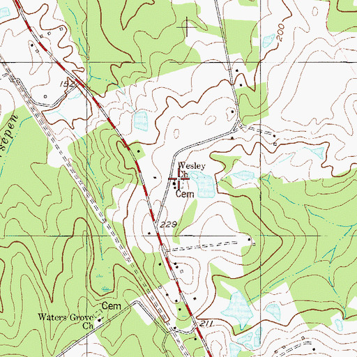 Topographic Map of Wesley Church, GA