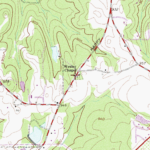 Topographic Map of Wesley Church, GA