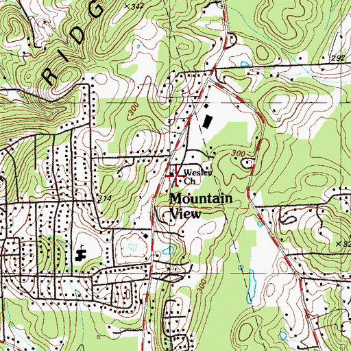 Topographic Map of Wesley Church, GA