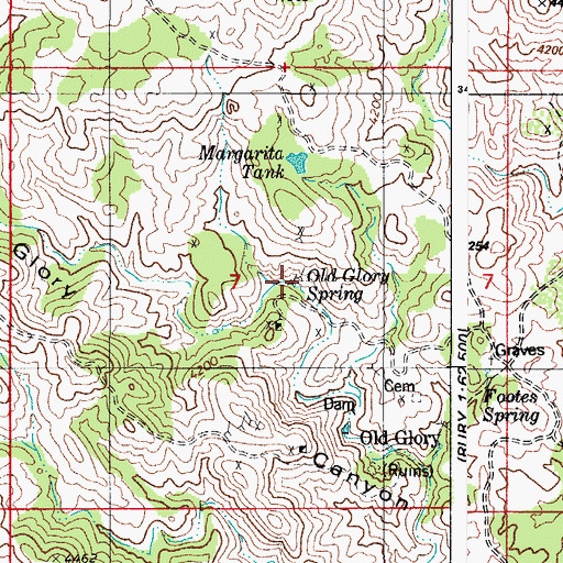 Topographic Map of Old Glory Spring, AZ