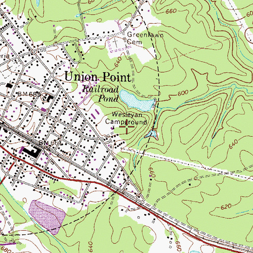 Topographic Map of Wesleyan Campground, GA