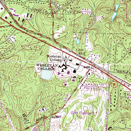 Topographic Map of Wesleyan College, GA