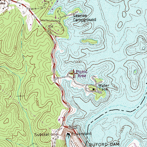 Topographic Map of West Bank Public Use Area, GA