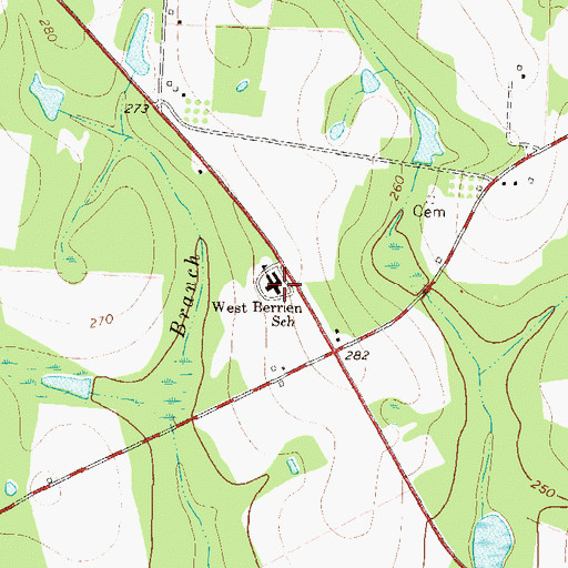 Topographic Map of West Berrien School, GA