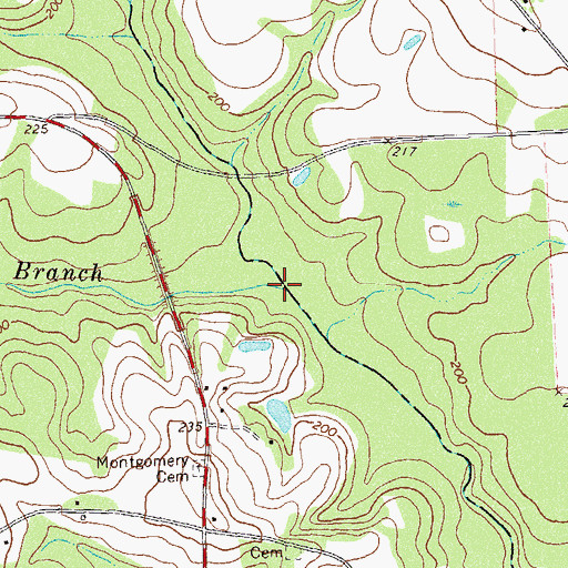 Topographic Map of West Branch Barnetts Creek, GA