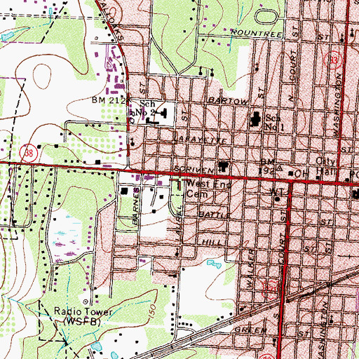Topographic Map of West End Cemetery, GA
