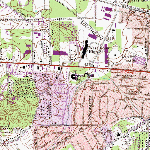 Topographic Map of West End Elementary School, GA