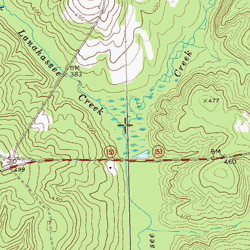 Topographic Map of West Fork Lanahassee Creek, GA