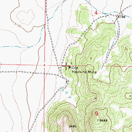 Topographic Map of Old Hopkins Mine, AZ