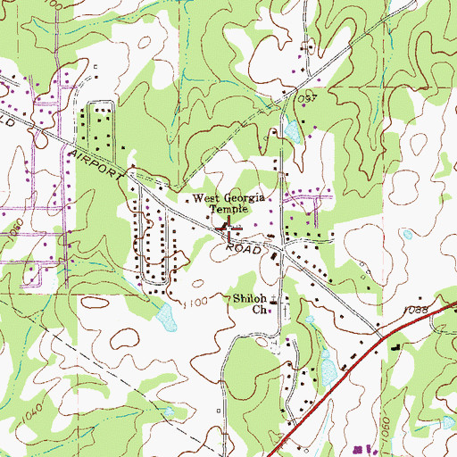 Topographic Map of West Georgia Temple, GA