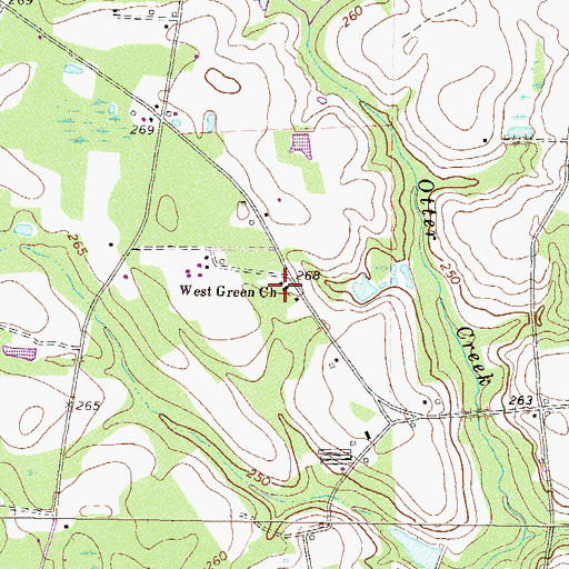 Topographic Map of West Green Church, GA