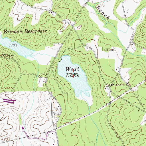 Topographic Map of West Lake, GA