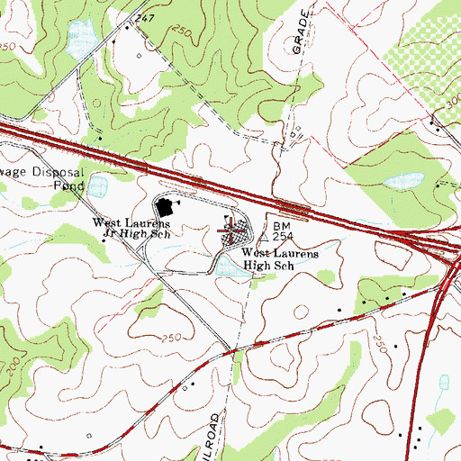 Topographic Map of West Laurens High School, GA