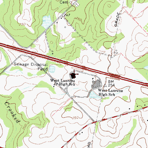Topographic Map of West Laurens Junior High School, GA