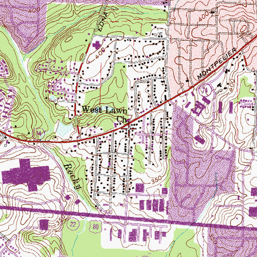 Topographic Map of West Lawn Church, GA