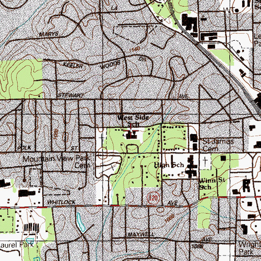 Topographic Map of West Side Elementary School, GA