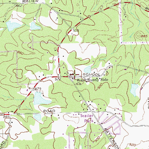 Topographic Map of West Sunny Side Church, GA