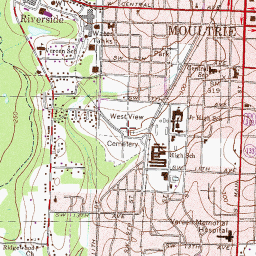 Topographic Map of West View Cemetery, GA
