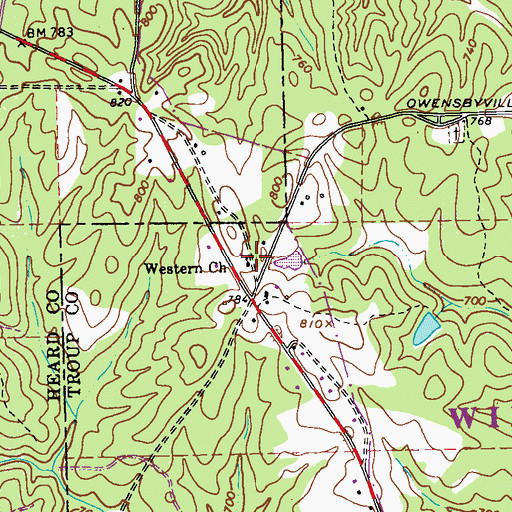 Topographic Map of Western Baptist Church, GA