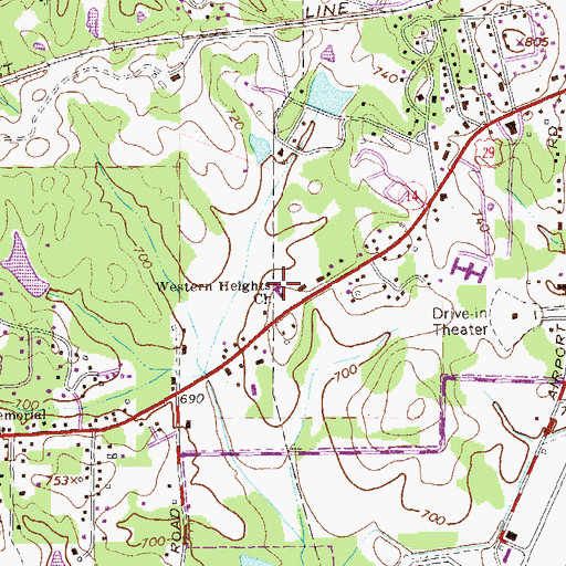 Topographic Map of Western Heights Church, GA