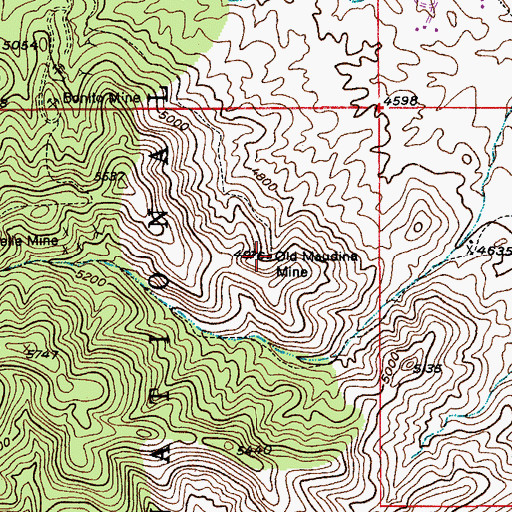 Topographic Map of Old Maudina Mine, AZ