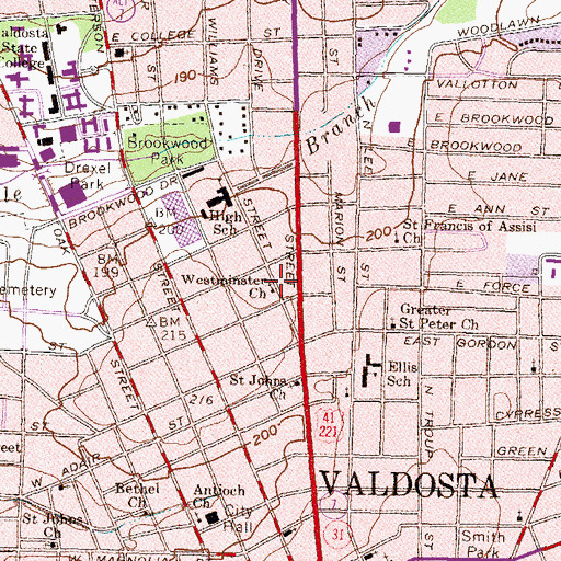 Topographic Map of Westminster Church, GA