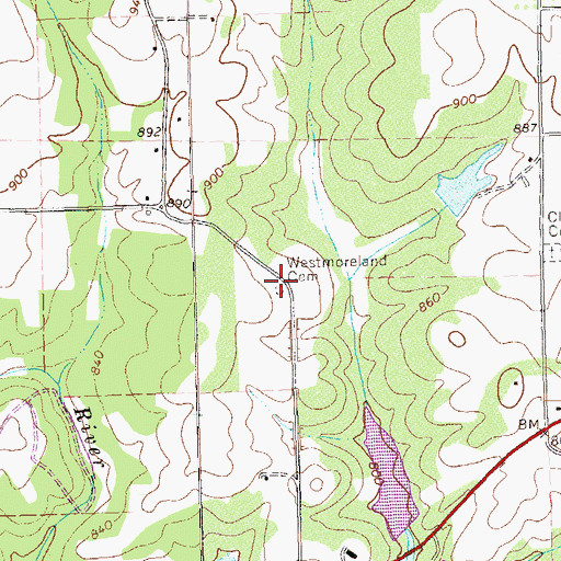 Topographic Map of Westmoreland Cemetery, GA