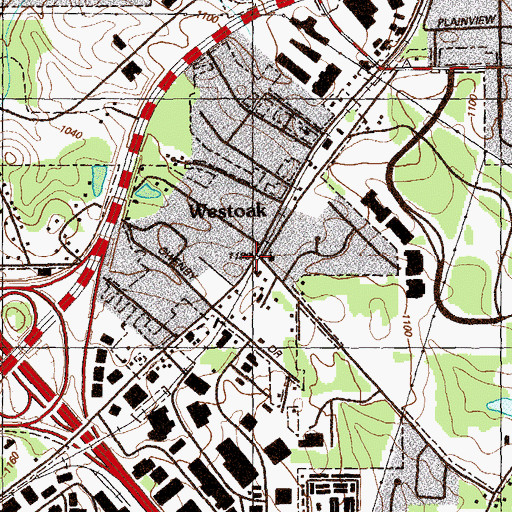 Topographic Map of Westoak, GA
