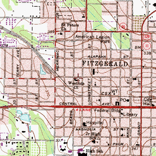 Topographic Map of Westside Church, GA
