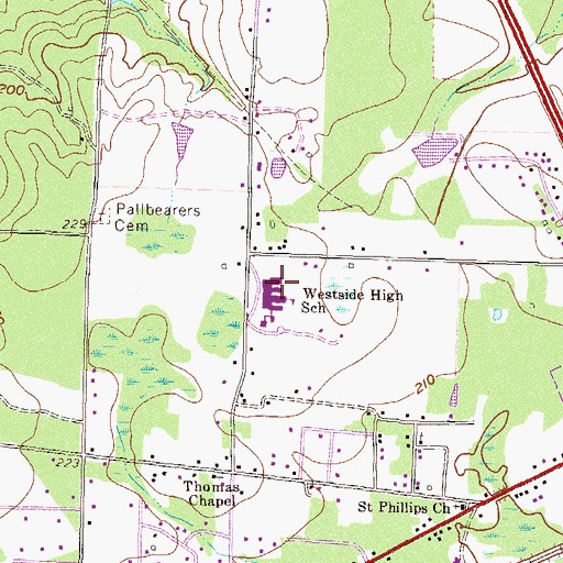 Topographic Map of Westside High School, GA