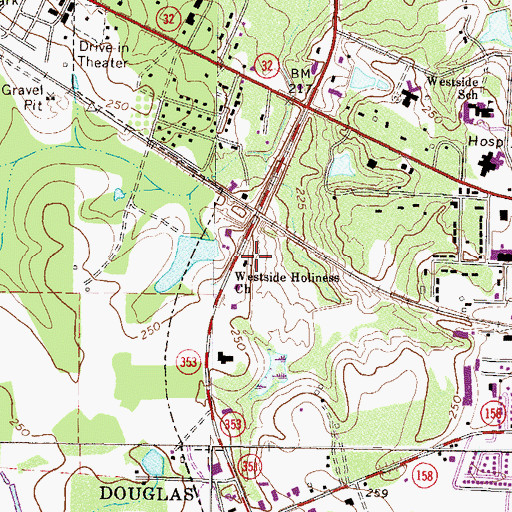 Topographic Map of Westside Holiness Church, GA