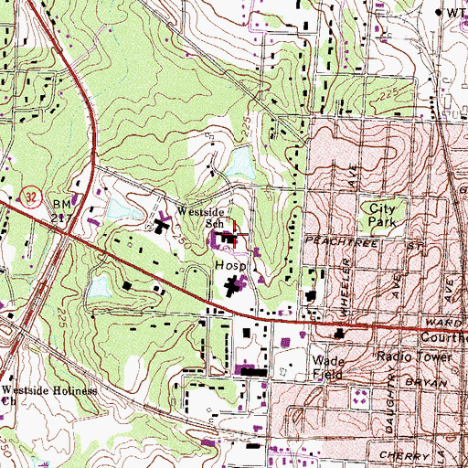 Topographic Map of Westside School, GA