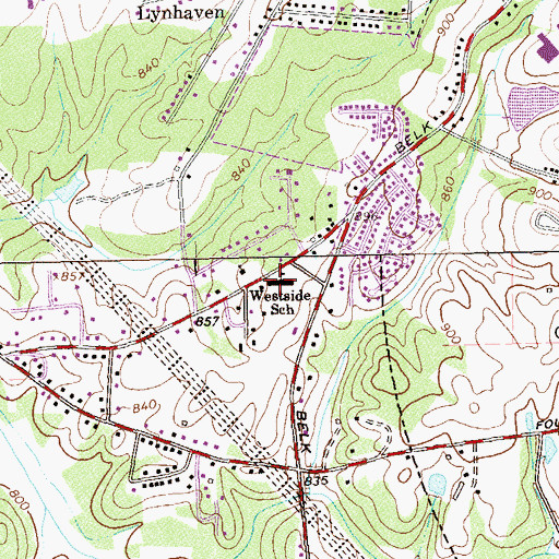 Topographic Map of Westside Burwell School, GA