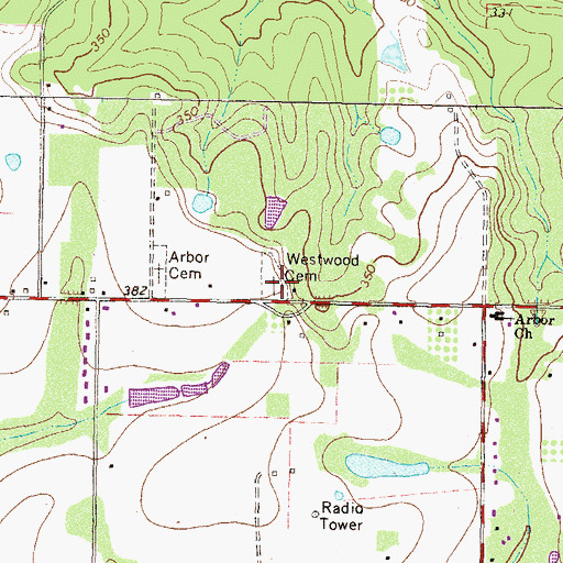 Topographic Map of Westwood Cemetery, GA