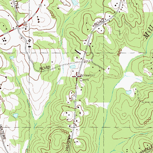 Topographic Map of Wheeler Cemetery, GA