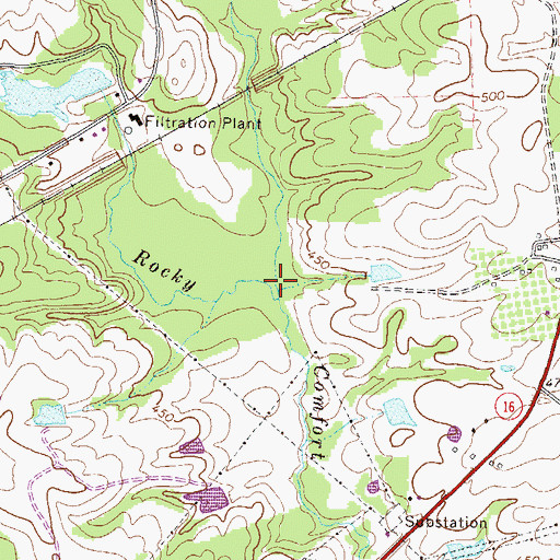 Topographic Map of Whetstone Creek, GA