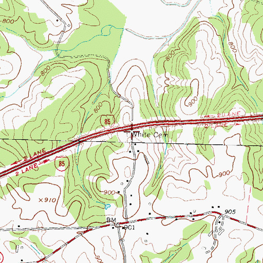 Topographic Map of White Cemetery, GA