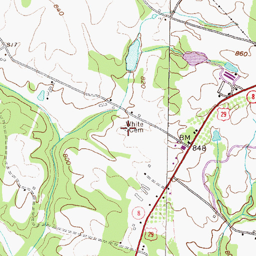 Topographic Map of White Cemetery, GA