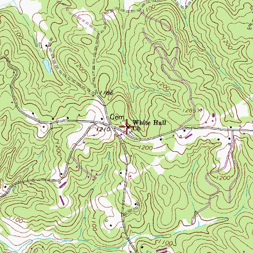 Topographic Map of White Hall Church, GA