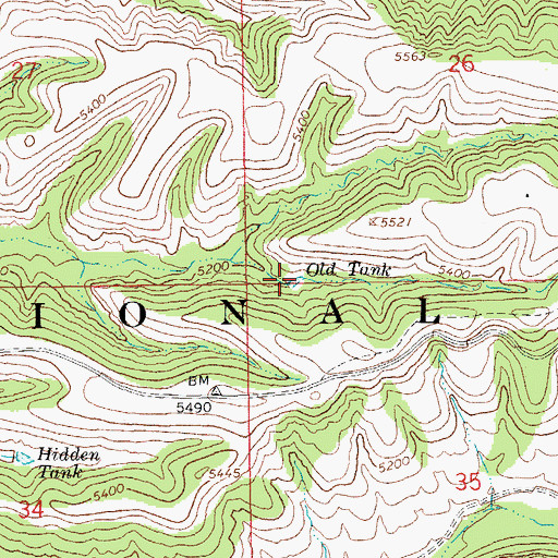 Topographic Map of Old Tank, AZ