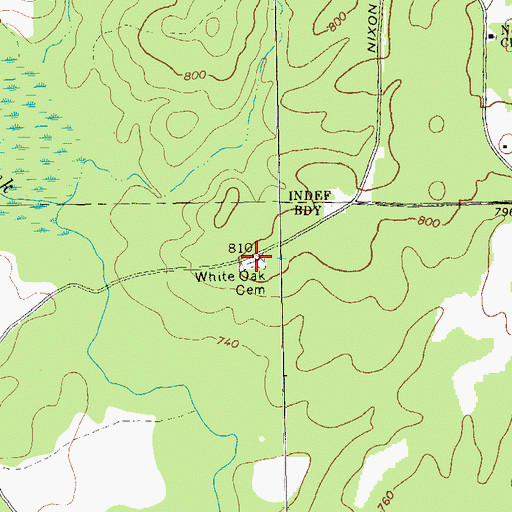 Topographic Map of White Oak Cemetery, GA