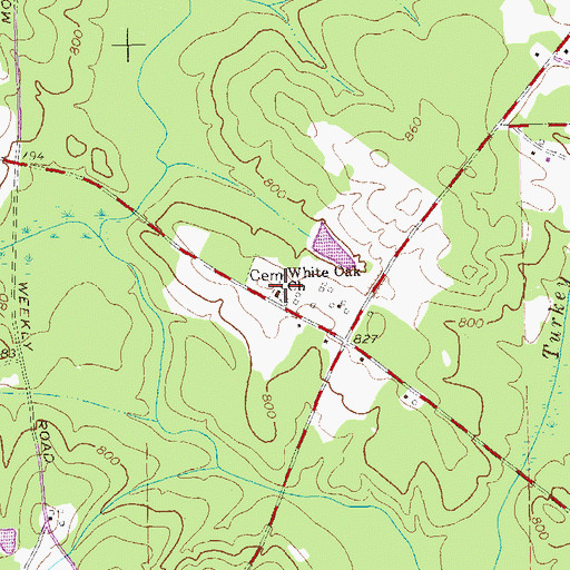 Topographic Map of White Oak Church, GA