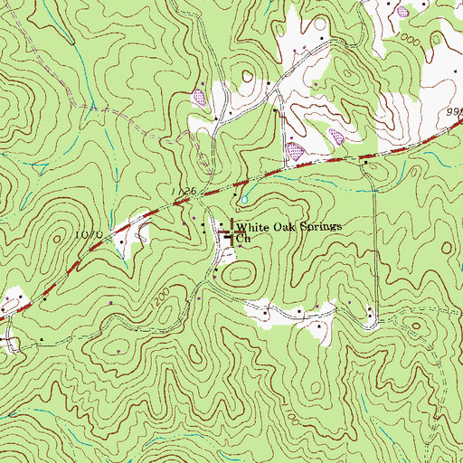 Topographic Map of White Oak Springs Church, GA