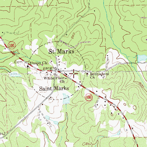 Topographic Map of White Plain Church, GA