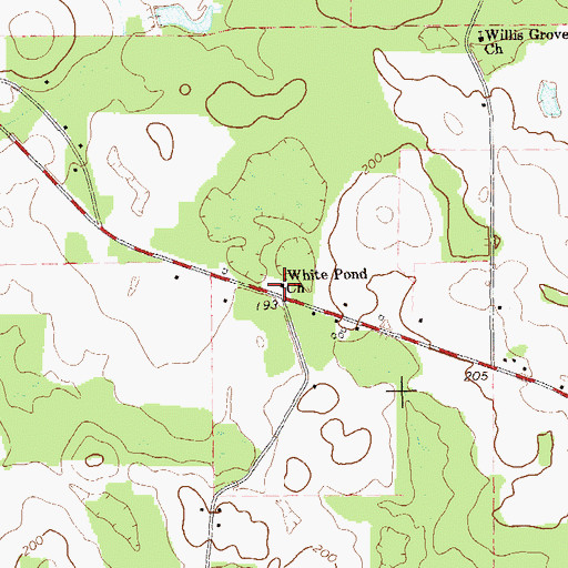 Topographic Map of White Pond Church, GA