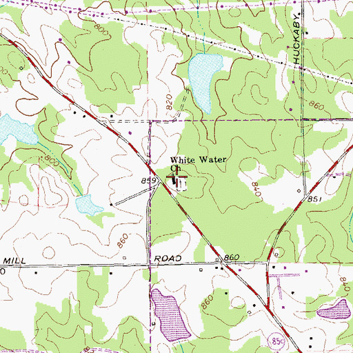 Topographic Map of White Water Church, GA