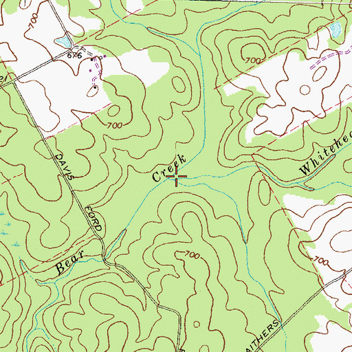 Topographic Map of Whitehead Creek, GA